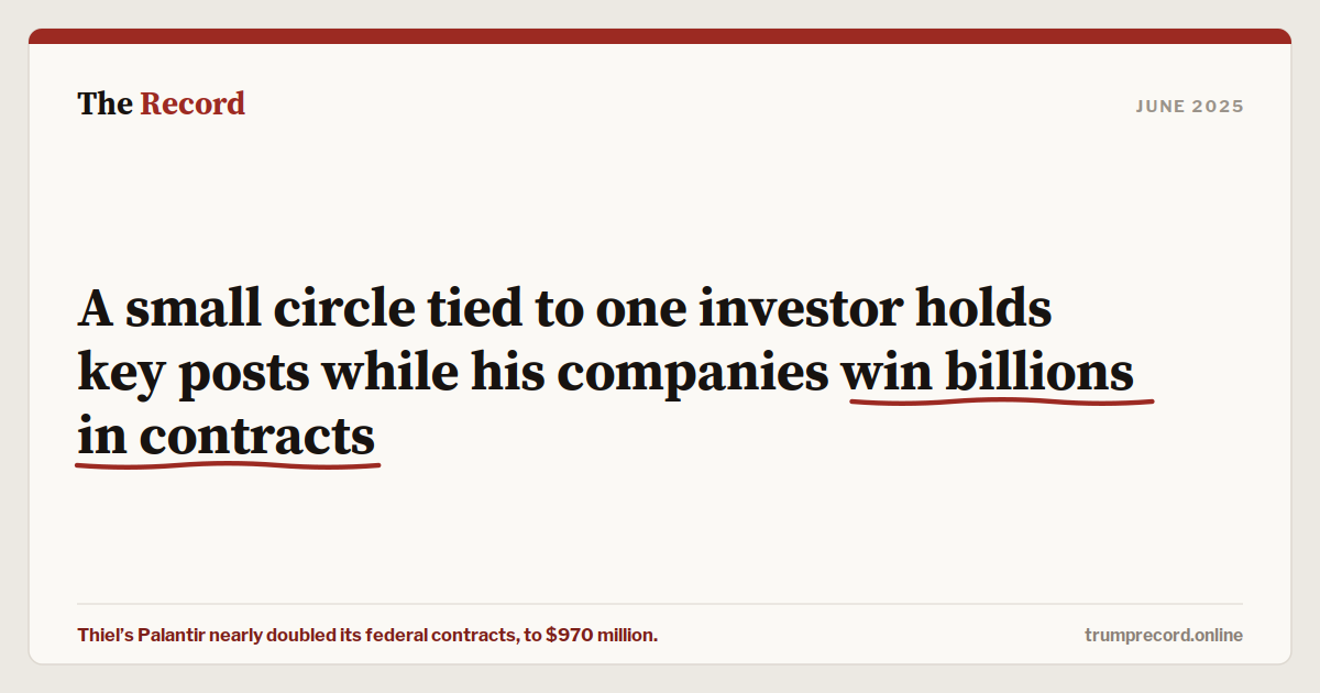 A small circle tied to one investor holds key posts while his companies win billions in contracts.